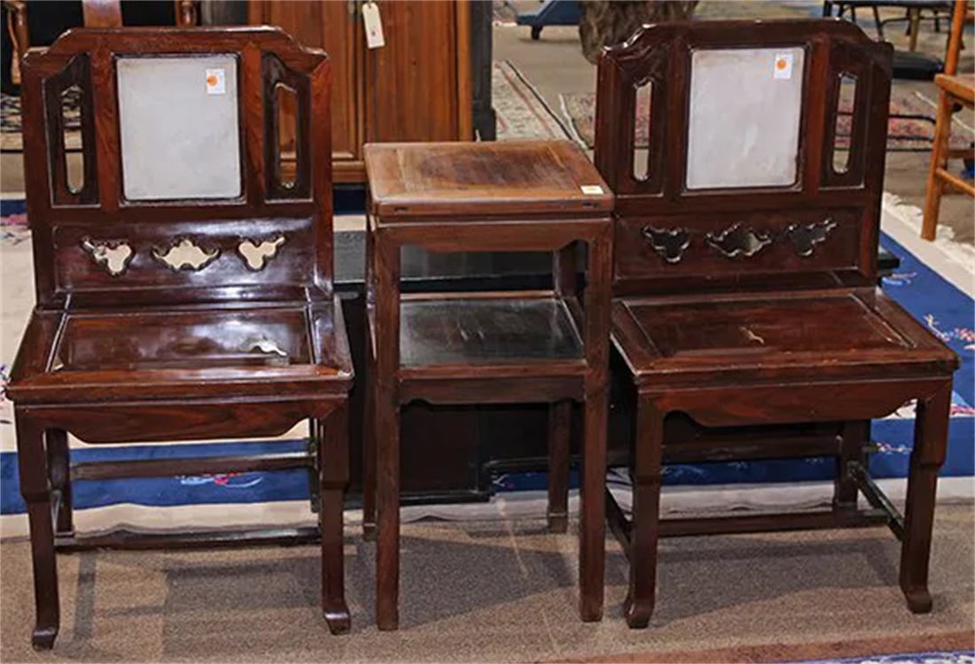 TWO CHINESE HARDWOOD CHAIRS