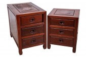 TWO CHINESE HARDWOOD END TABLE