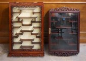 TWO CHINESE HARDWOOD HANGING C