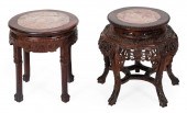 TWO CHINESE HARDWOOD TABORETS