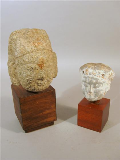 Two Chinese heads, pottery and