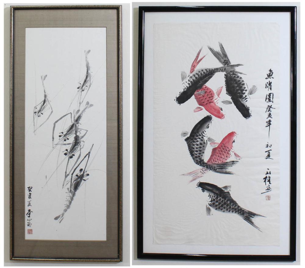 TWO CHINESE INK AND WATERCOLORS