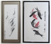 TWO CHINESE INK AND WATERCOLOR