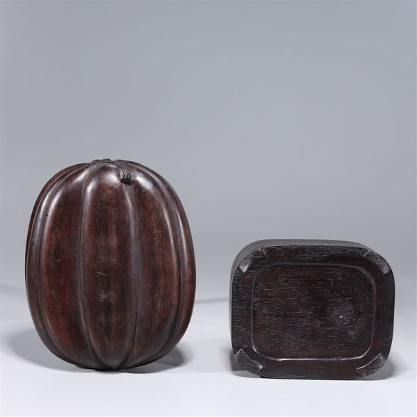 Two Chinese ink stones, each set in