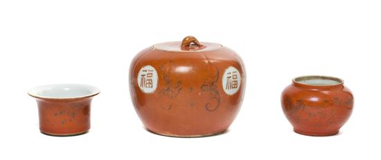 Two Chinese Iron Red Glazed