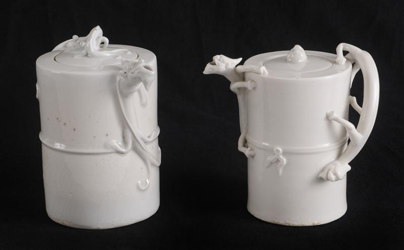 TWO CHINESE IVORY-GLAZED