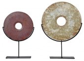 TWO CHINESE JADE BI DISCS ON S