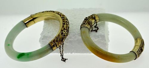 TWO CHINESE JADE BRACELETSTwo