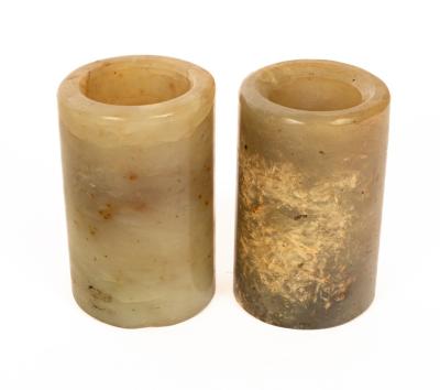 Two Chinese jade brush pots, late