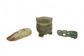 TWO CHINESE JADE FIGURAL GROUP