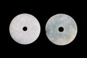 TWO CHINESE JADE INCISED ARCHA
