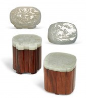 TWO CHINESE JADE PLAQUES ON HA