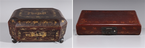 Two Chinese lacquer boxes