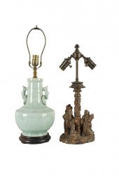 TWO CHINESE LAMPSone polychrom