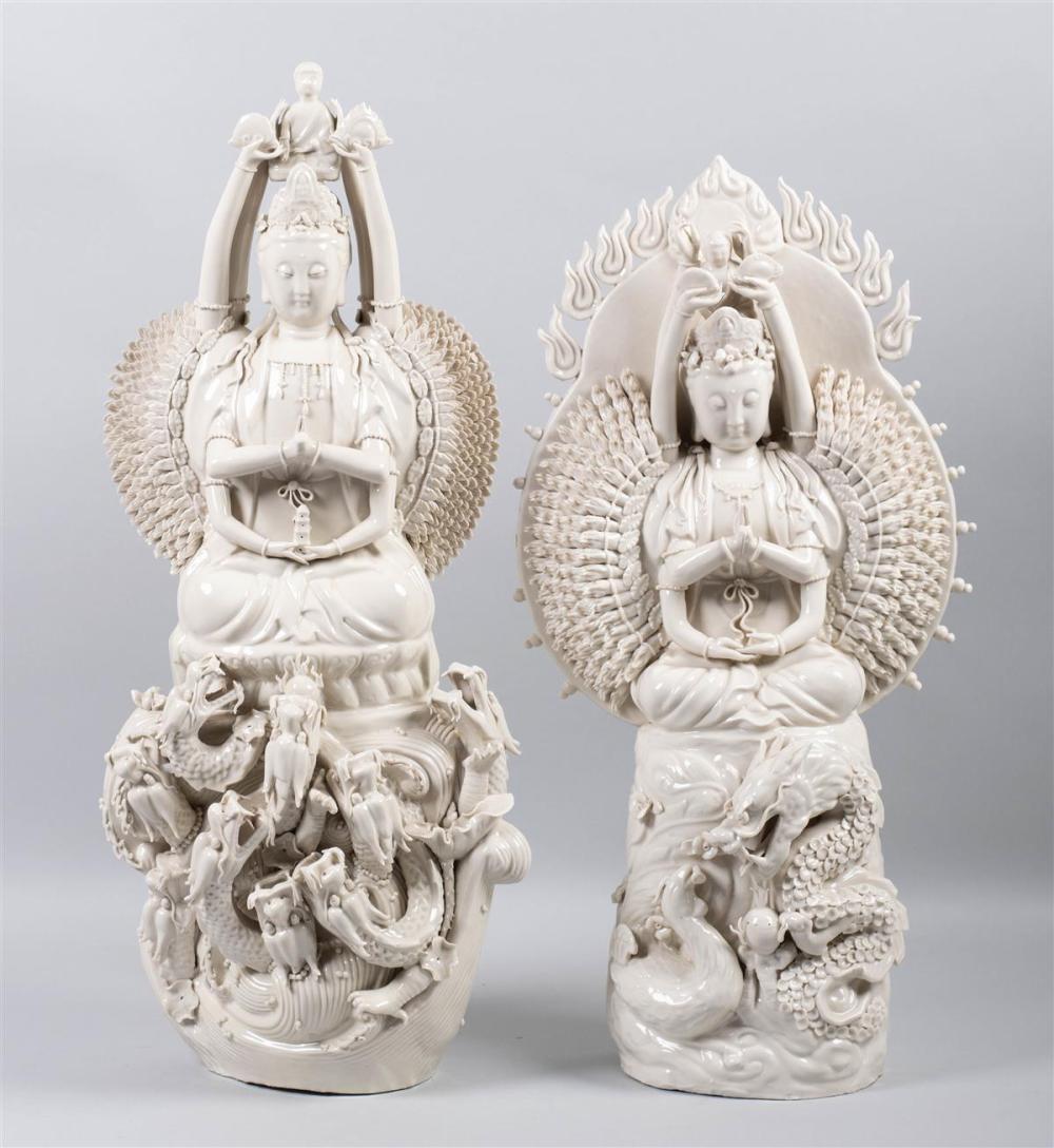 TWO CHINESE LARGE BLANC-DE-CHINE