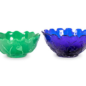 Two Chinese 'Lotus' Glass Bowls