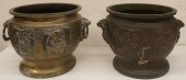 TWO CHINESE METAL JARDINIERES,