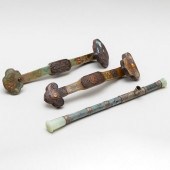 TWO CHINESE METAL-MOUNTED HARD