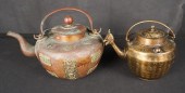 TWO CHINESE METAL TEAPOTSTwo C