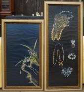 TWO CHINESE METALLIC AND SILK