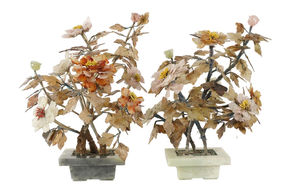 TWO CHINESE MINERAL TREESone base 7
