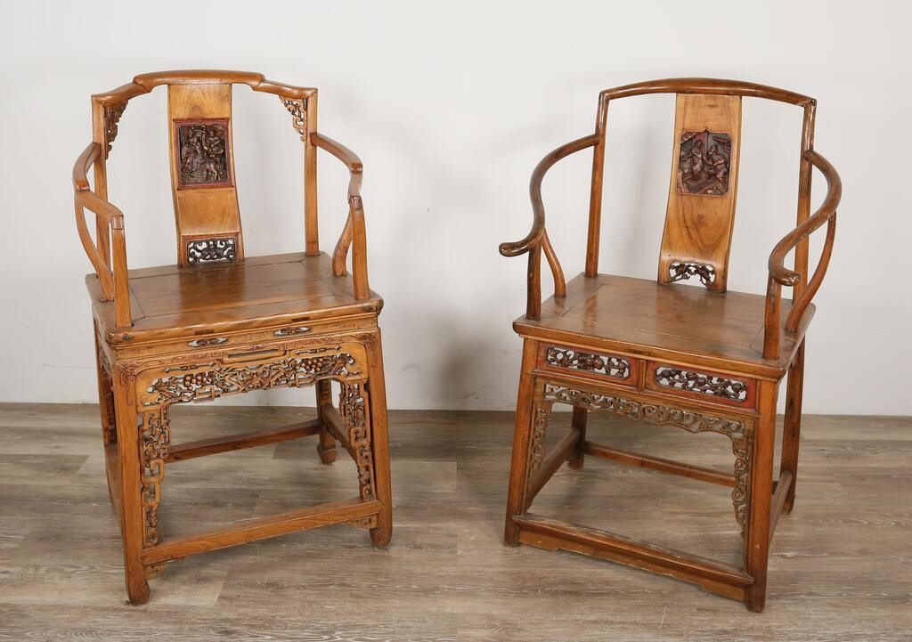 TWO CHINESE MING STYLE CARVED