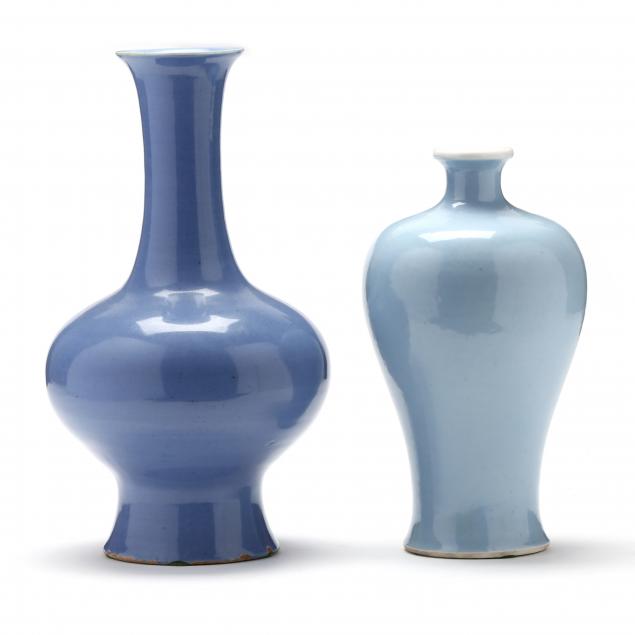 TWO CHINESE MONOCHROME BLUE