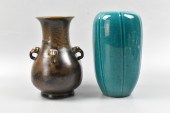 TWO CHINESE MONOCHROME PORCELA