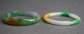 TWO CHINESE MOTTLED JADE BANGL