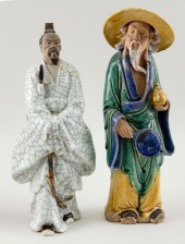 TWO CHINESE MUD FIGURES EARLY