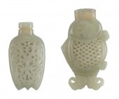 TWO CHINESE OPEN-CARVED CELADO