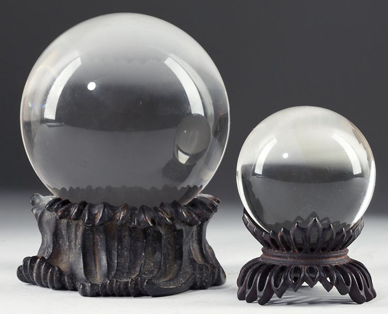 Two Chinese Optic Glass Orbseach
