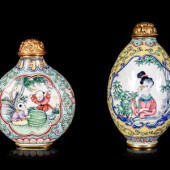 Two Chinese Painted Canton Ena
