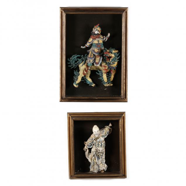 TWO CHINESE PAINTED STONEWARE