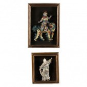 TWO CHINESE PAINTED STONEWARE