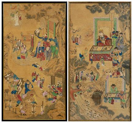 Two Chinese paintings, both ink and