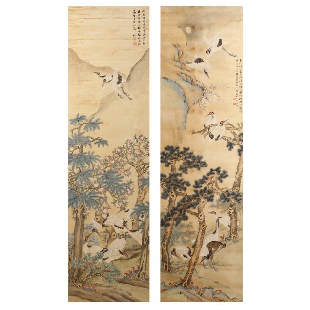 TWO CHINESE PAINTINGS OF RED