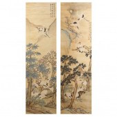 TWO CHINESE PAINTINGS OF RED C