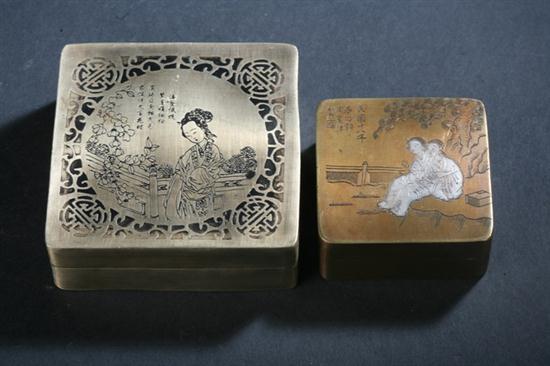 TWO CHINESE PAKTONG INK BOXES