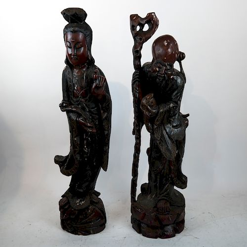 TWO CHINESE PALATIAL WOOD