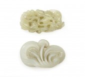 TWO CHINESE PALE CELADON JADE
