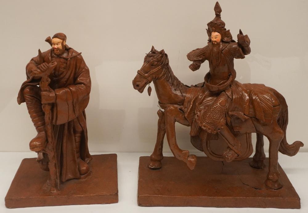 TWO CHINESE PAPIER MACHE FIGURES OF
