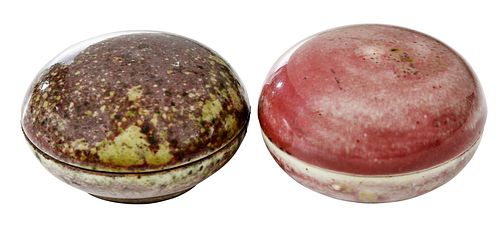 TWO CHINESE PEACHBLOOM GLAZED PASTE