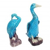 TWO CHINESE PEKING BLUE GLAZED