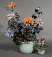 TWO CHINESE PEKING GLASS FLOWE