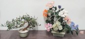 TWO CHINESE PEKING GLASS FLOWE