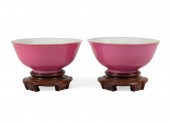 TWO CHINESE PINK ENAMELED BOWL