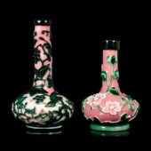 Two Chinese Pink, Green and Wh