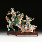 TWO CHINESE POLYCHROME GLAZED