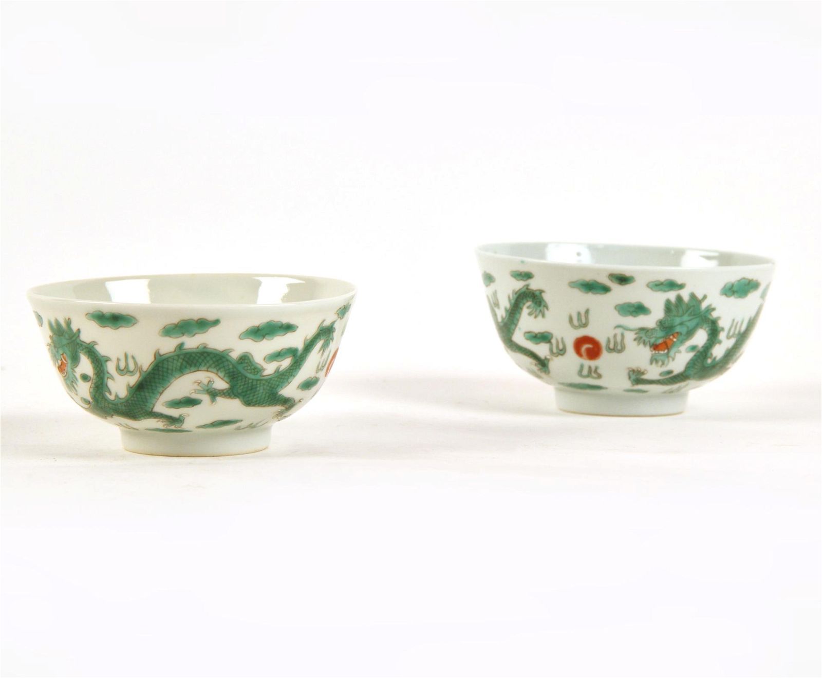 TWO CHINESE PORCELAIN DRAGON